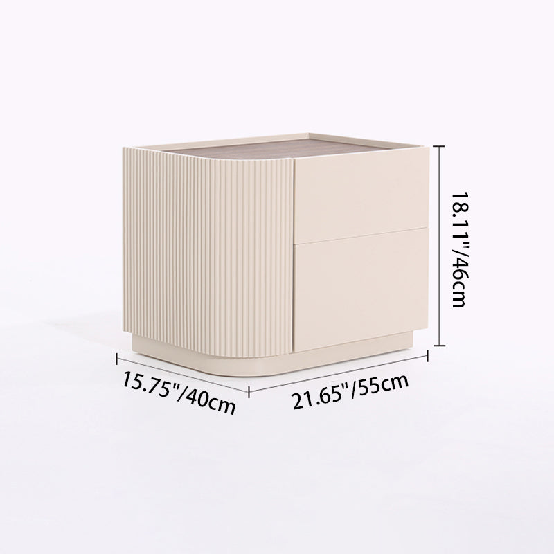 Premium Luxury Nightstand - Delicate Textured Panel Bedside Table 2-Drawer For Bedroom & Living Room