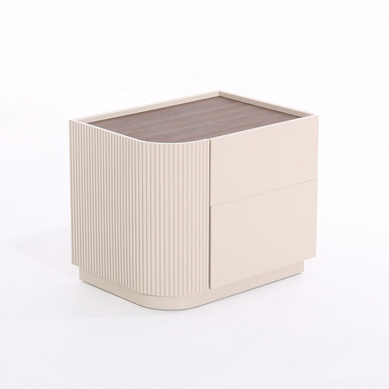 Premium Luxury Nightstand - Delicate Textured Panel Bedside Table 2-Drawer For Bedroom & Living Room