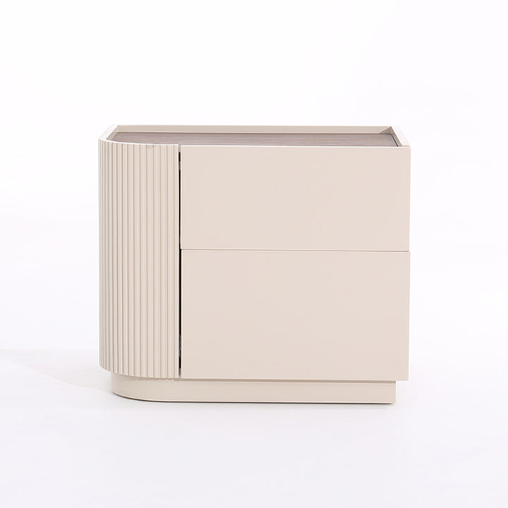 Premium Luxus Nachttisch - Feiner Texturierter Paneel Nachttisch 2-Schubladen Für Schlafzimmer &amp; Wohnzimmer 