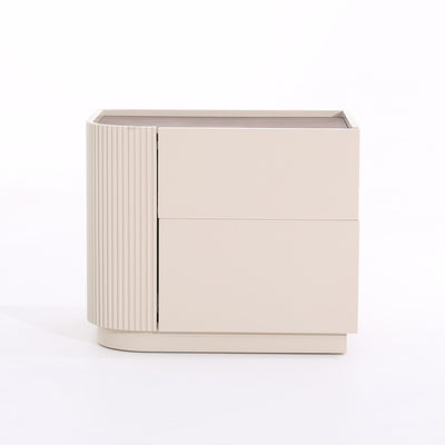 Premium Luxury Nightstand - Delicate Textured Panel Bedside Table 2-Drawer For Bedroom & Living Room