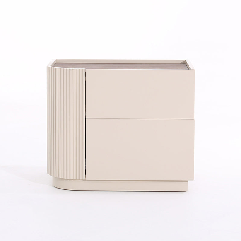 Premium Luxury Nightstand - Delicate Textured Panel Bedside Table 2-Drawer For Bedroom & Living Room
