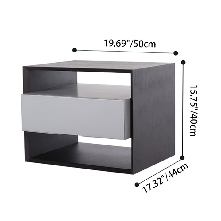Table de chevet industrielle contemporaine - Style polyvalent et poignée dissimulée ultra-minimaliste, table de chevet à 2 tiroirs pour chambre 