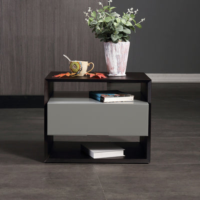 Contemporary Industrial Nightstand - Versatile Style & Ultra-Minimalist Hidden Handle Bedside Table 2-Drawer For Bedroom