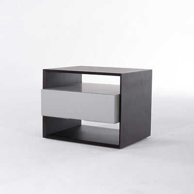 Contemporary Industrial Nightstand - Versatile Style & Ultra-Minimalist Hidden Handle Bedside Table 2-Drawer For Bedroom