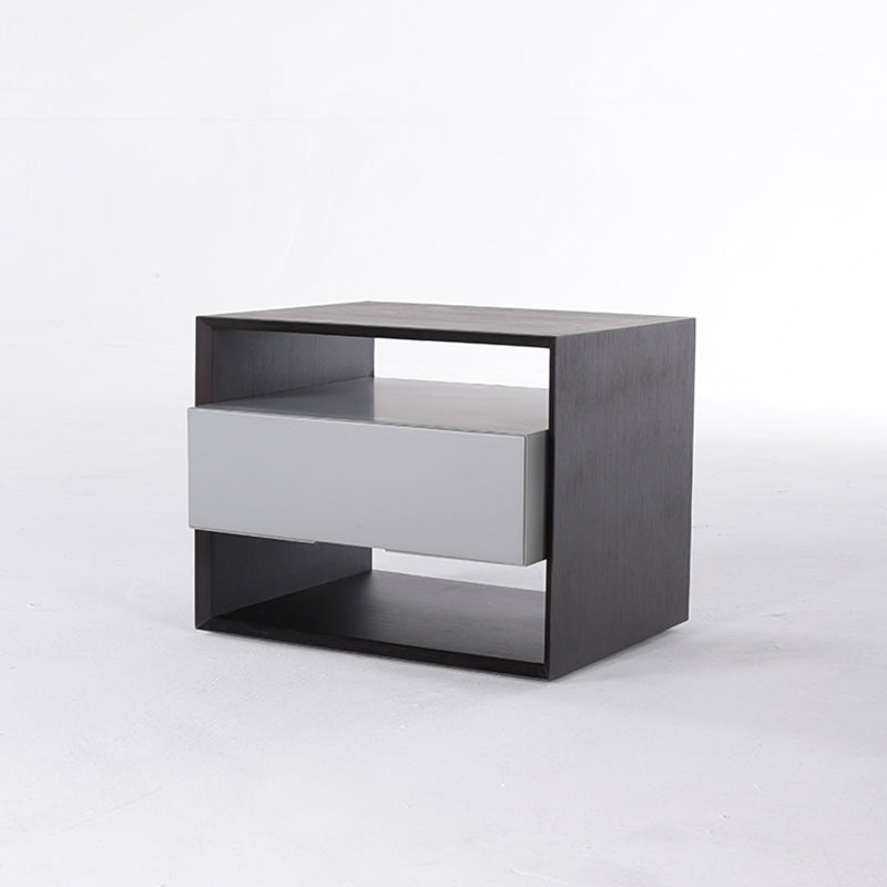 Contemporary Industrial Nightstand - Versatile Style & Ultra-Minimalist Hidden Handle Bedside Table 2-Drawer For Bedroom