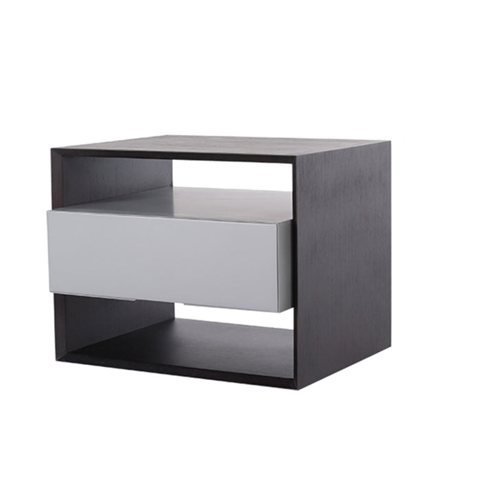 Zeitgenössischer industrieller Nachttisch - Vielseitiger Stil &amp; ultraminimalistischer versteckter Griff-Nachttisch mit 2 Schubladen für das Schlafzimmer 