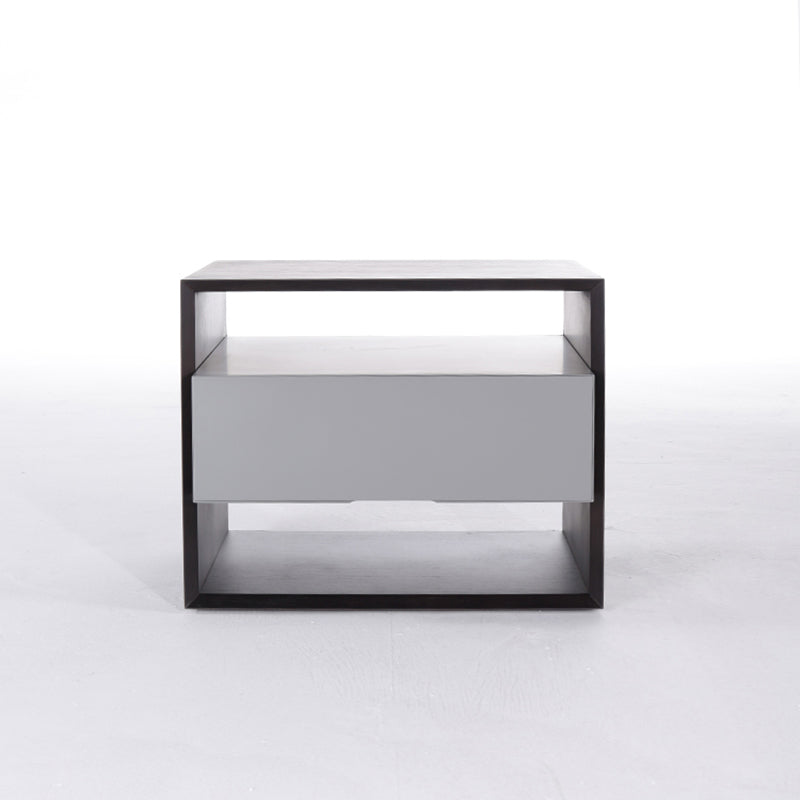 Zeitgenössischer industrieller Nachttisch - Vielseitiger Stil &amp; ultraminimalistischer versteckter Griff-Nachttisch mit 2 Schubladen für das Schlafzimmer 