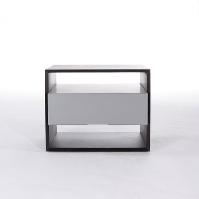 Contemporary Industrial Nightstand - Versatile Style & Ultra-Minimalist Hidden Handle Bedside Table 2-Drawer For Bedroom