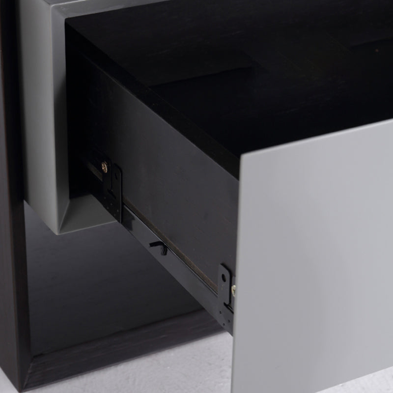 Zeitgenössischer industrieller Nachttisch - Vielseitiger Stil &amp; ultraminimalistischer versteckter Griff-Nachttisch mit 2 Schubladen für das Schlafzimmer 