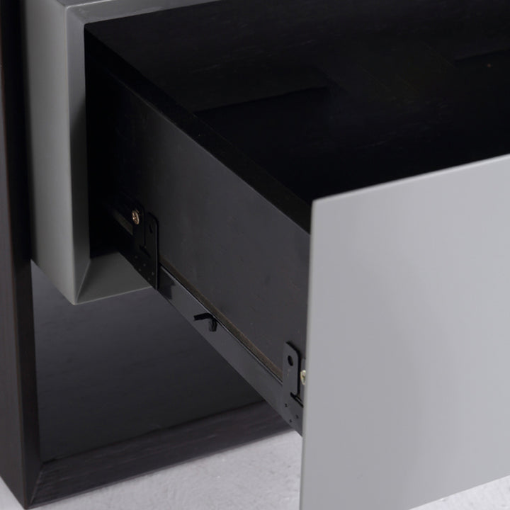 Zeitgenössischer industrieller Nachttisch - Vielseitiger Stil &amp; ultraminimalistischer versteckter Griff-Nachttisch mit 2 Schubladen für das Schlafzimmer 