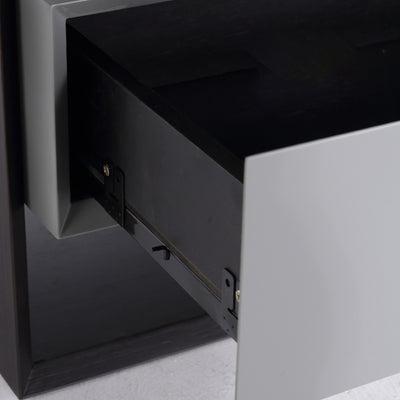 Contemporary Industrial Nightstand - Versatile Style & Ultra-Minimalist Hidden Handle Bedside Table 2-Drawer For Bedroom