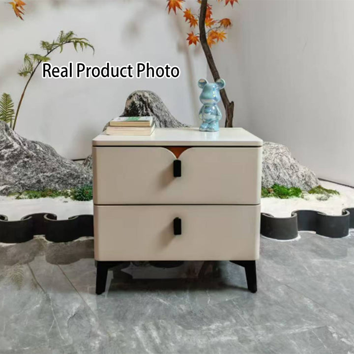 Eco-Friendly E1 Grade MDF Nightstand - Modern Minimalist Style Rectangular Bedside Table 2-Drawer For Bedroom