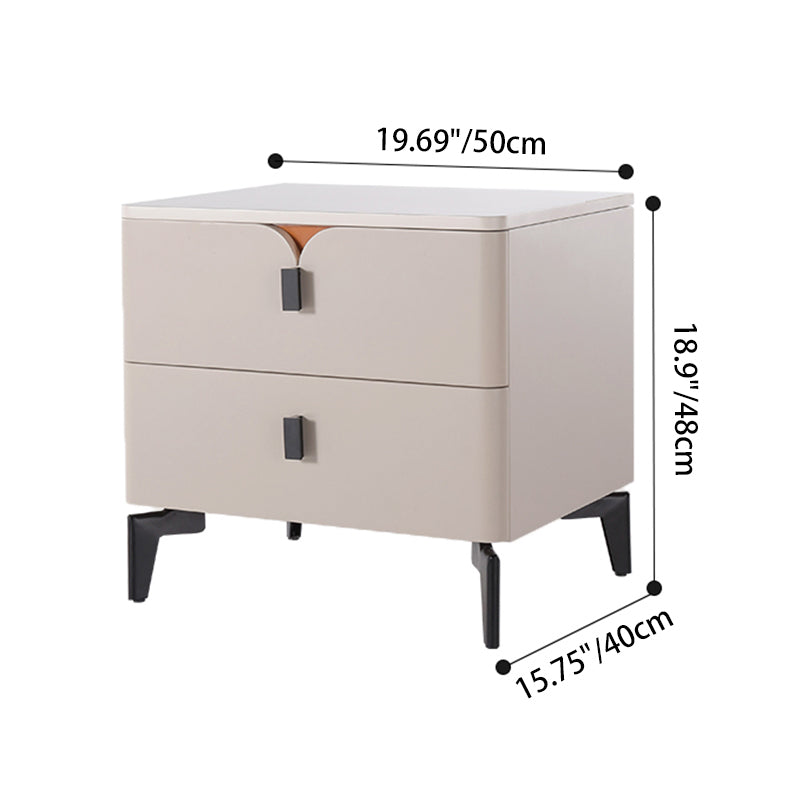 Eco-Friendly E1 Grade MDF Nightstand - Modern Minimalist Style Rectangular Bedside Table 2-Drawer For Bedroom