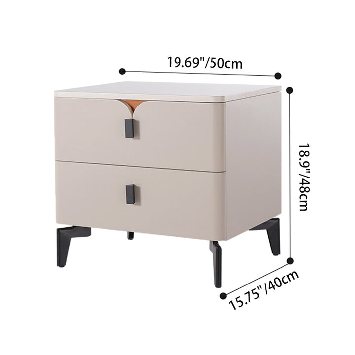 Table de chevet en MDF E1 écologique - Style minimaliste moderne, table de chevet rectangulaire à 2 tiroirs pour chambre à coucher 
