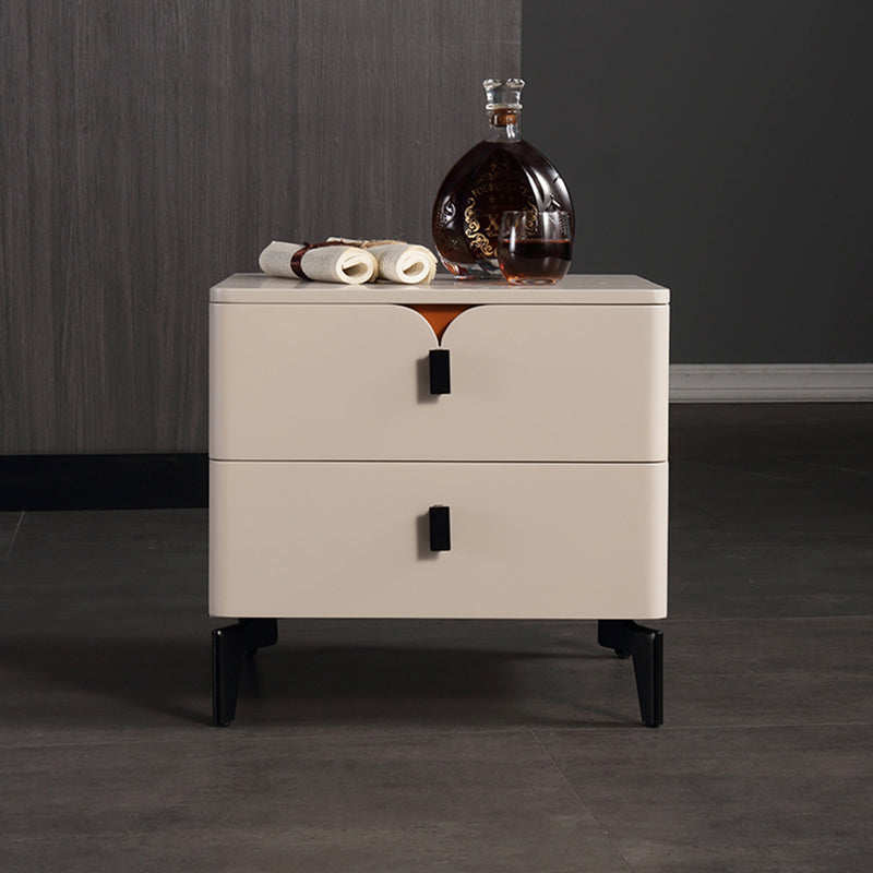 Eco-Friendly E1 Grade MDF Nightstand - Modern Minimalist Style Rectangular Bedside Table 2-Drawer For Bedroom