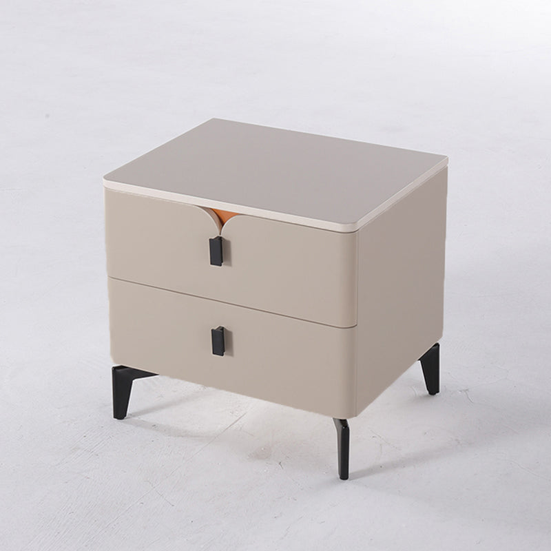 Eco-Friendly E1 Grade MDF Nightstand - Modern Minimalist Style Rectangular Bedside Table 2-Drawer For Bedroom