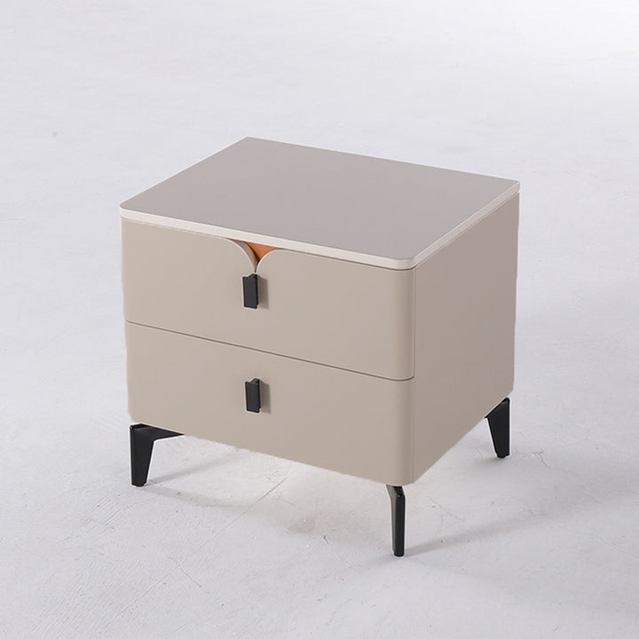 Eco-Friendly E1 Grade MDF Nightstand - Modern Minimalist Style Rectangular Bedside Table 2-Drawer For Bedroom