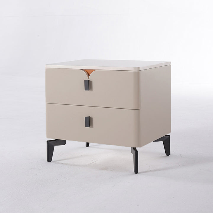 Eco-Friendly E1 Grade MDF Nightstand - Modern Minimalist Style Rectangular Bedside Table 2-Drawer For Bedroom