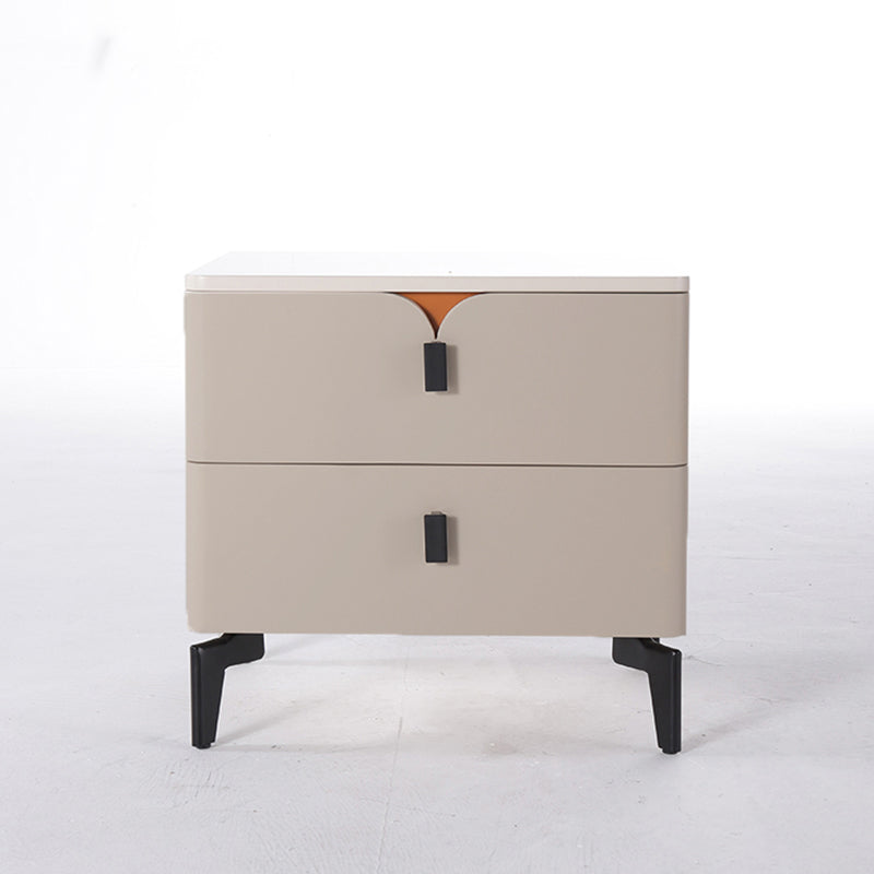 Eco-Friendly E1 Grade MDF Nightstand - Modern Minimalist Style Rectangular Bedside Table 2-Drawer For Bedroom