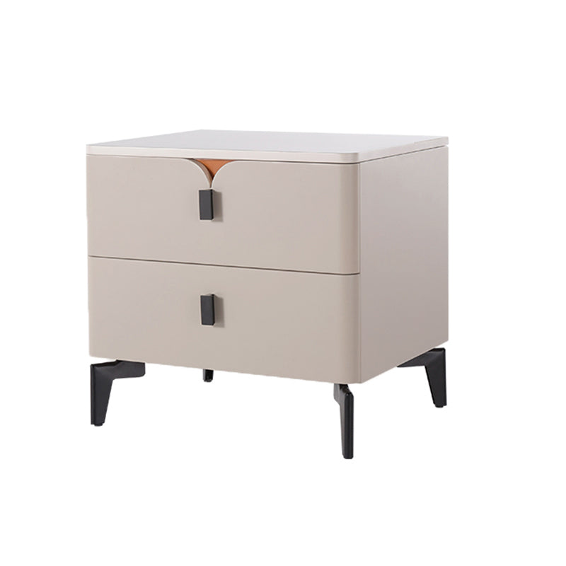Eco-Friendly E1 Grade MDF Nightstand - Modern Minimalist Style Rectangular Bedside Table 2-Drawer For Bedroom
