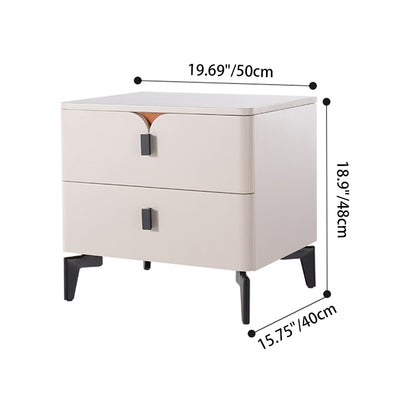 Eco-Friendly E1 Grade MDF Nightstand - Modern Minimalist Style Rectangular Bedside Table 2-Drawer For Bedroom