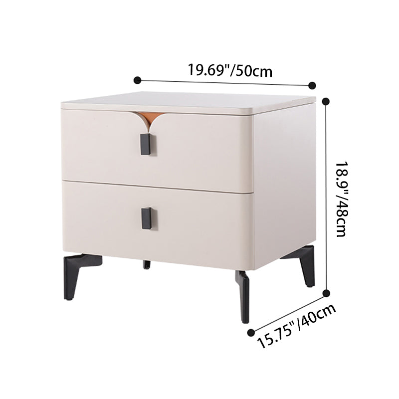 Eco-Friendly E1 Grade MDF Nightstand - Modern Minimalist Style Rectangular Bedside Table 2-Drawer For Bedroom
