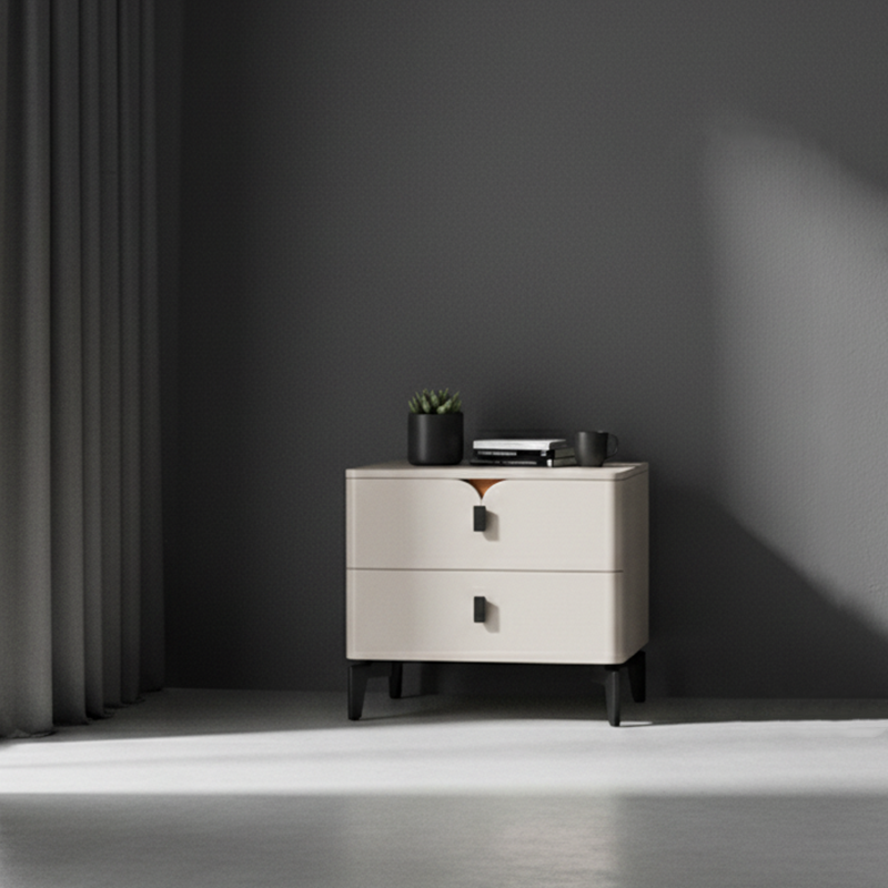 Eco-Friendly E1 Grade MDF Nightstand - Modern Minimalist Style Rectangular Bedside Table 2-Drawer For Bedroom