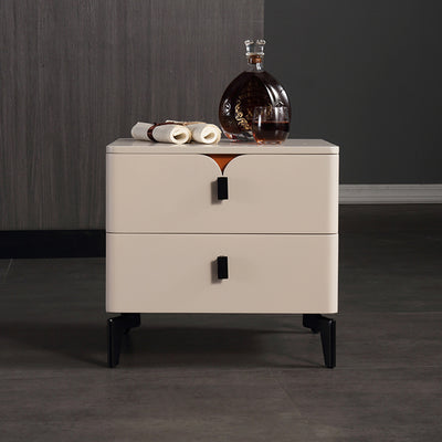 Eco-Friendly E1 Grade MDF Nightstand - Modern Minimalist Style Rectangular Bedside Table 2-Drawer For Bedroom