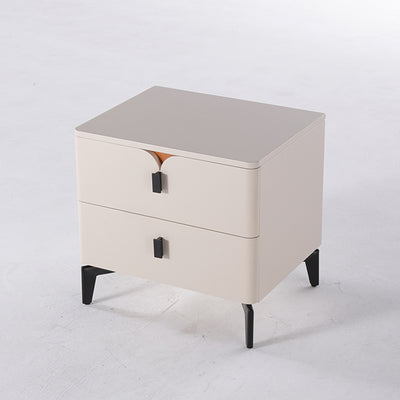 Eco-Friendly E1 Grade MDF Nightstand - Modern Minimalist Style Rectangular Bedside Table 2-Drawer For Bedroom