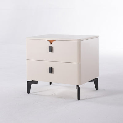 Eco-Friendly E1 Grade MDF Nightstand - Modern Minimalist Style Rectangular Bedside Table 2-Drawer For Bedroom