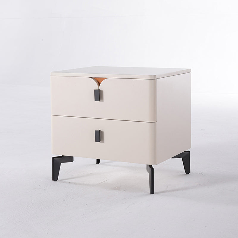 Eco-Friendly E1 Grade MDF Nightstand - Modern Minimalist Style Rectangular Bedside Table 2-Drawer For Bedroom