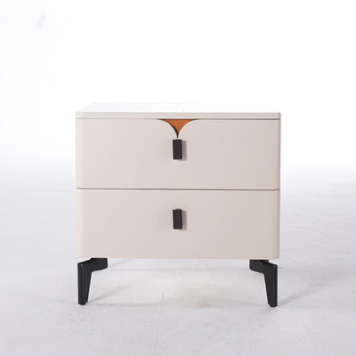 Eco-Friendly E1 Grade MDF Nightstand - Modern Minimalist Style Rectangular Bedside Table 2-Drawer For Bedroom