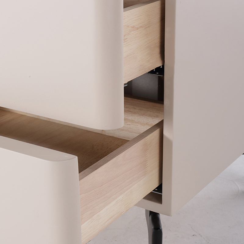 Eco-Friendly E1 Grade MDF Nightstand - Modern Minimalist Style Rectangular Bedside Table 2-Drawer For Bedroom