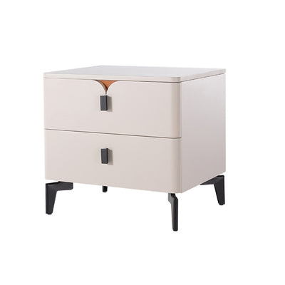Eco-Friendly E1 Grade MDF Nightstand - Modern Minimalist Style Rectangular Bedside Table 2-Drawer For Bedroom