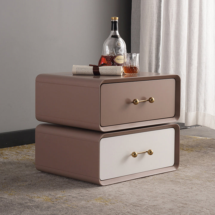 Table de chevet rotative à 360° au style nordique - couleurs Morandi, matériau écologique, table de chevet rectangulaire à 2 tiroirs pour chambre à coucher et salon 