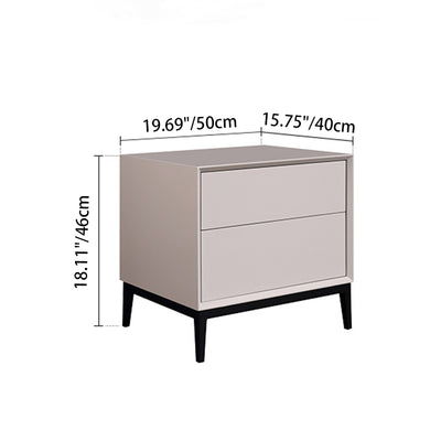 Industrial Style Nightstand - Heavy-Duty Carbon Steel Bedside Table 2-Drawer For Bedroom & Living Room