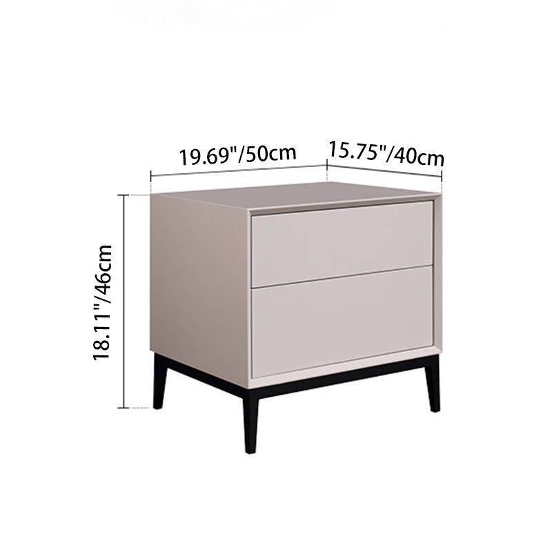 Industrial Style Nightstand - Heavy-Duty Carbon Steel Bedside Table 2-Drawer For Bedroom & Living Room