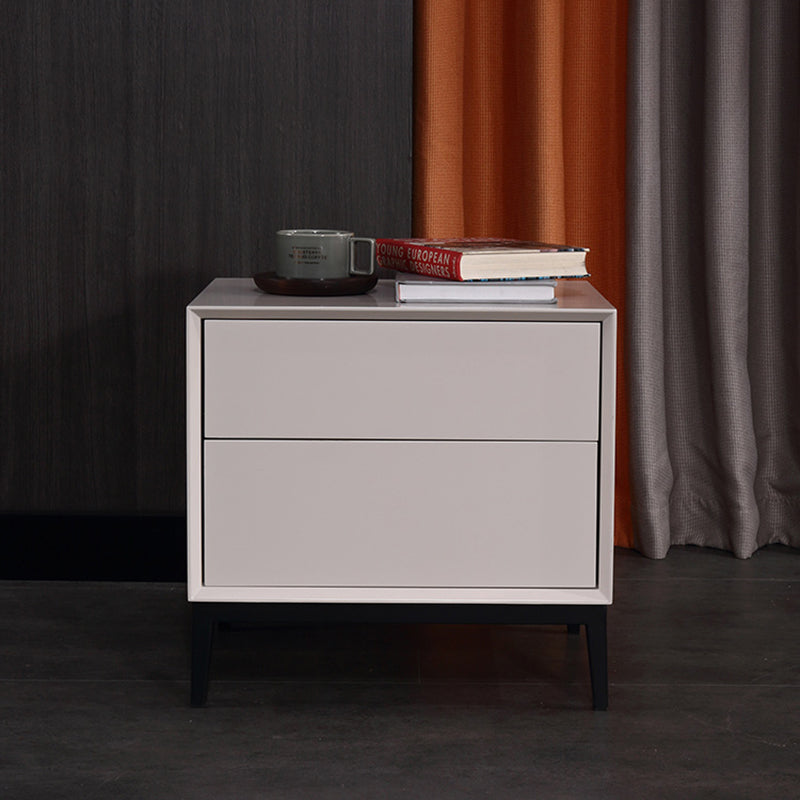 Industrial Style Nightstand - Heavy-Duty Carbon Steel Bedside Table 2-Drawer For Bedroom & Living Room