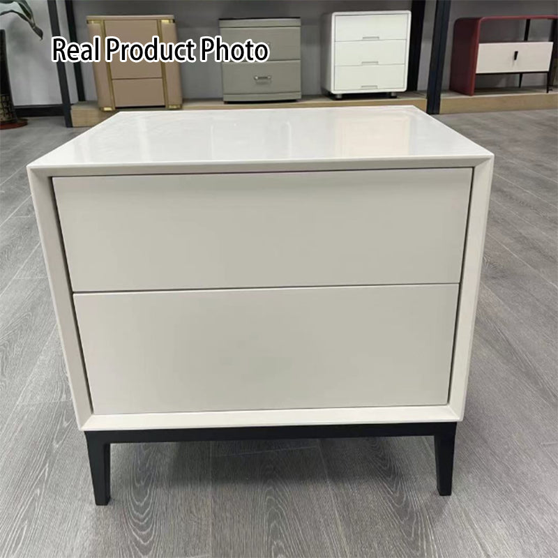 Industrial Style Nightstand - Heavy-Duty Carbon Steel Bedside Table 2-Drawer For Bedroom &amp; Living Room
