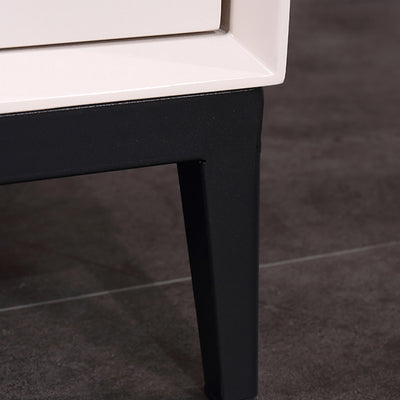 Industrial Style Nightstand - Heavy-Duty Carbon Steel Bedside Table 2-Drawer For Bedroom & Living Room