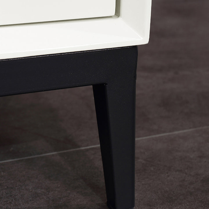 Industrial Style Nightstand - Heavy-Duty Carbon Steel Bedside Table 2-Drawer For Bedroom &amp; Living Room