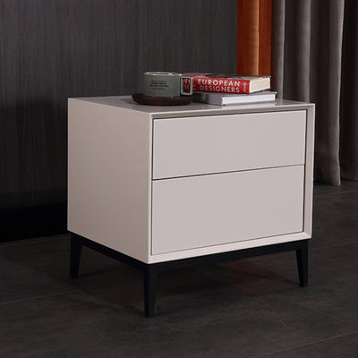 Industrial Style Nightstand - Heavy-Duty Carbon Steel Bedside Table 2-Drawer For Bedroom & Living Room