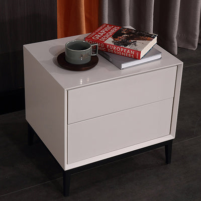 Industrial Style Nightstand - Heavy-Duty Carbon Steel Bedside Table 2-Drawer For Bedroom & Living Room