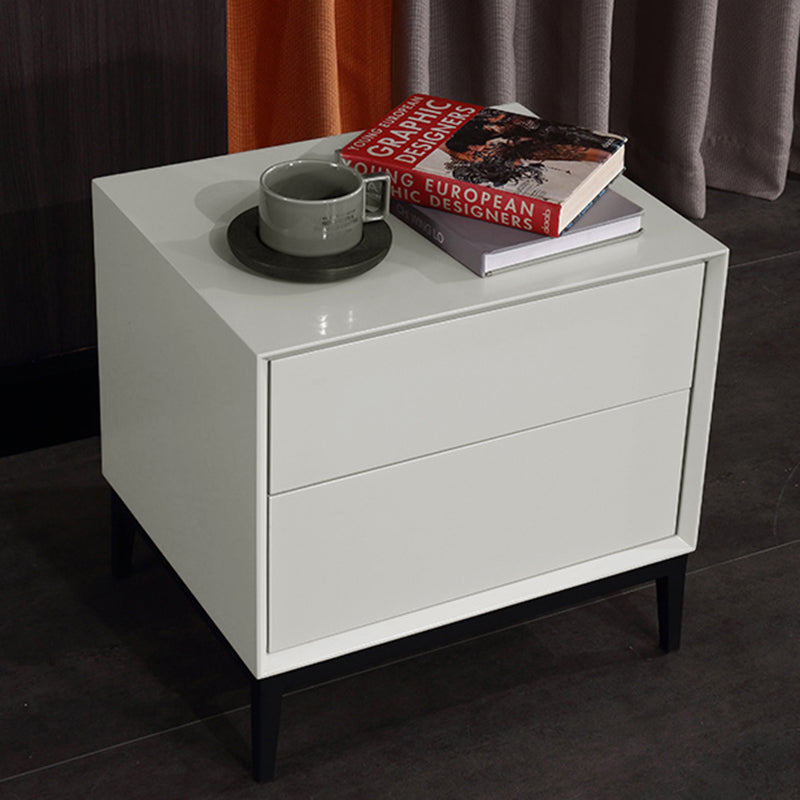 Industrial Style Nightstand - Heavy-Duty Carbon Steel Bedside Table 2-Drawer For Bedroom &amp; Living Room