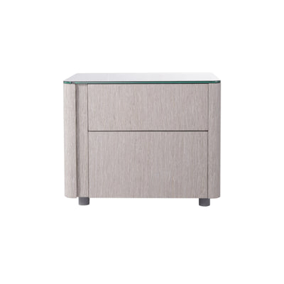Sleek Style & Effortless Storage Nightstand - Tempered Glass Top & Push-to-Open Bedside Table 2-Drawer For Bedroom