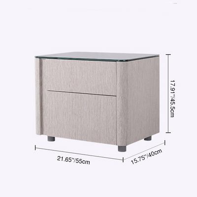 Sleek Style & Effortless Storage Nightstand - Tempered Glass Top & Push-to-Open Bedside Table 2-Drawer For Bedroom