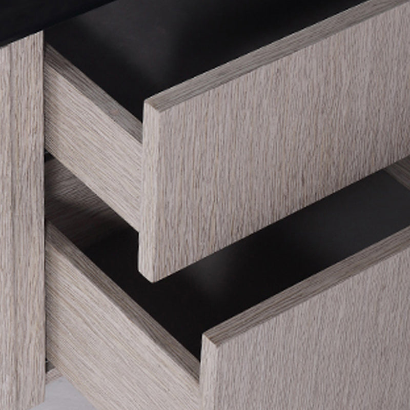 Sleek Style & Effortless Storage Nightstand - Tempered Glass Top & Push-to-Open Bedside Table 2-Drawer For Bedroom