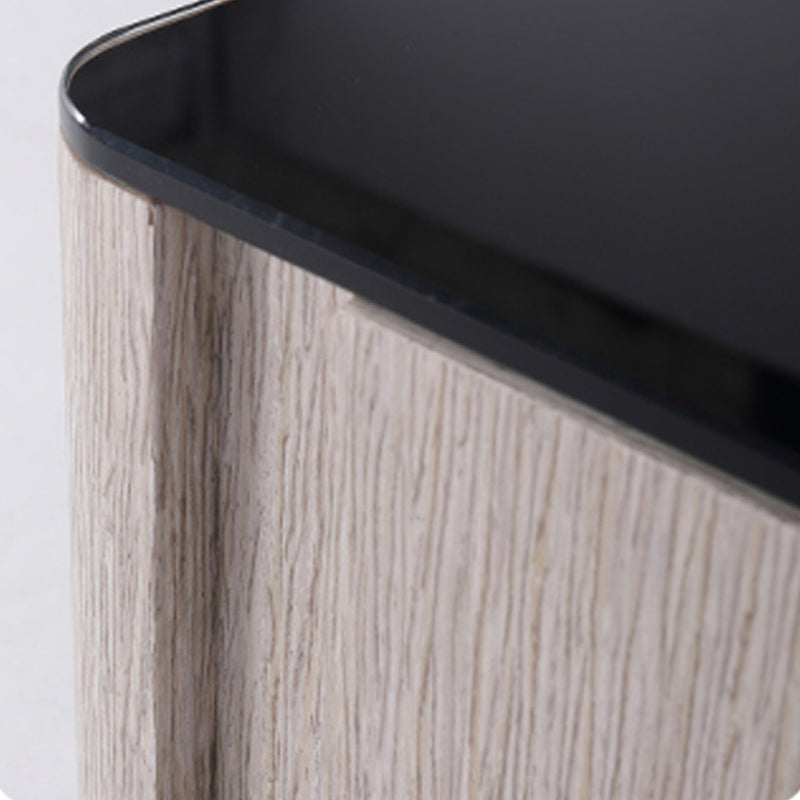 Mesita de noche de estilo elegante y almacenamiento sin esfuerzo - Encimera de vidrio templado y mesa de noche con dos cajones con apertura por presión para el dormitorio 
