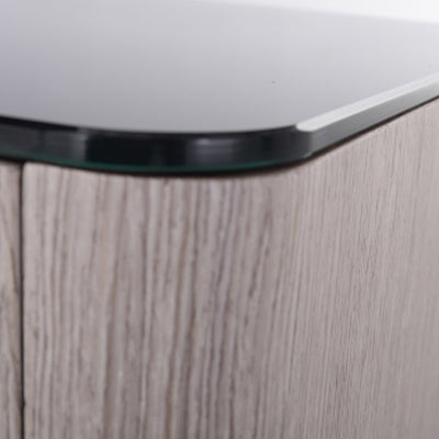 Sleek Style & Effortless Storage Nightstand - Tempered Glass Top & Push-to-Open Bedside Table 2-Drawer For Bedroom