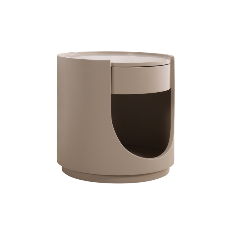Scandinavian Style Round Nightstand - Space-Maximizing Storage Magic Bedside Table 1-Drawer For Bedroom